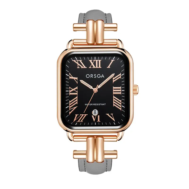 Oshga Women's Green Leather Watch with Calendar — feature 5