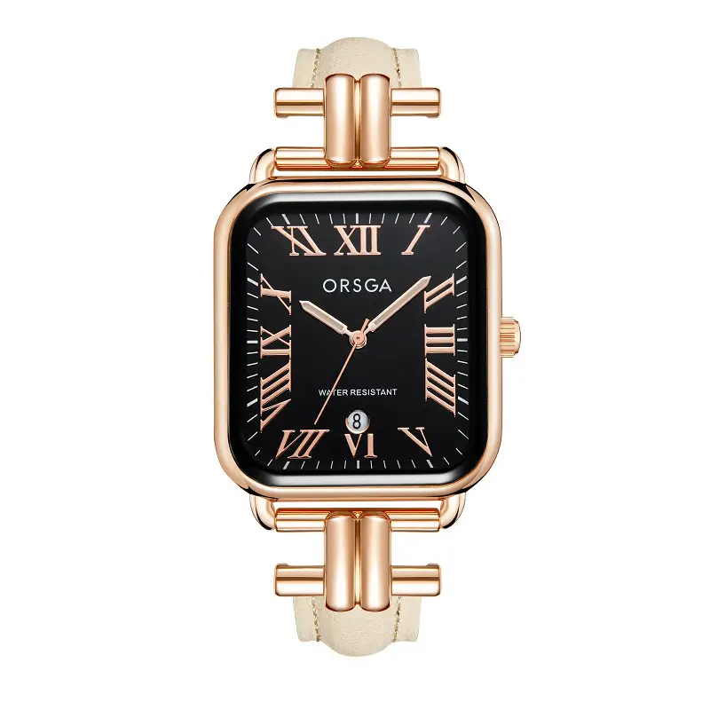 Oshga Women's Green Leather Watch with Calendar — feature 6