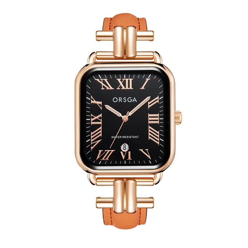 Oshga Women's Green Leather Watch with Calendar — feature 7