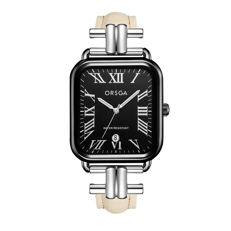 Oshga Women's Green Leather Watch with Calendar — feature 8