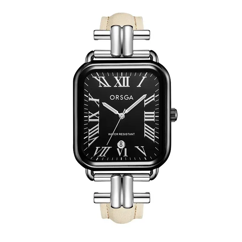 Oshga Women's Green Leather Watch with Calendar