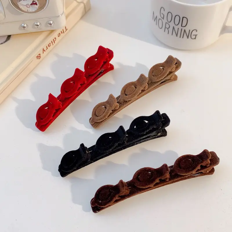 2025 Flocked Hairpins for Women Red Black White