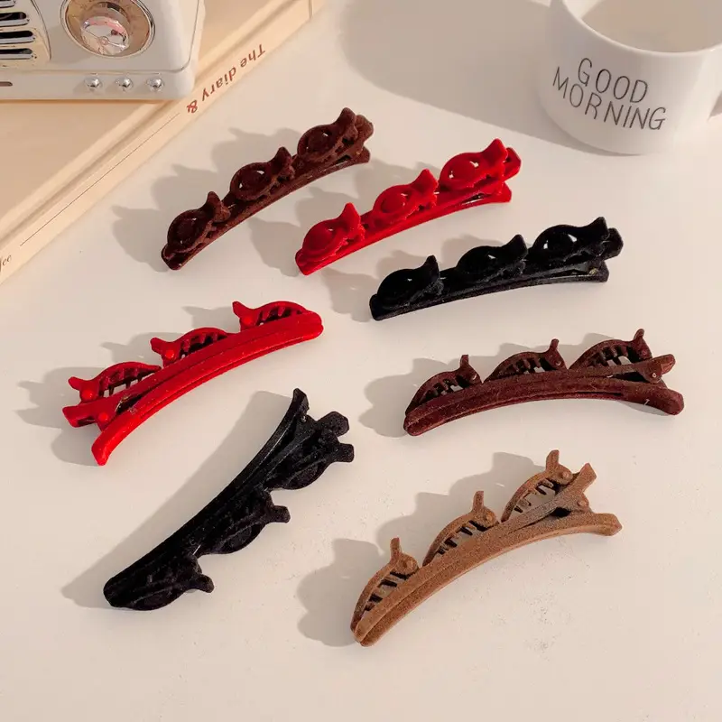2025 Flocked Hairpins for Women Red Black White