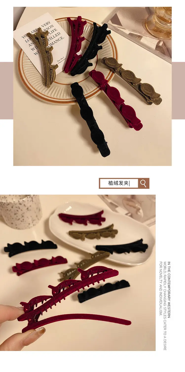 2025 Flocked Hairpins for Women Red Black White — feature 5