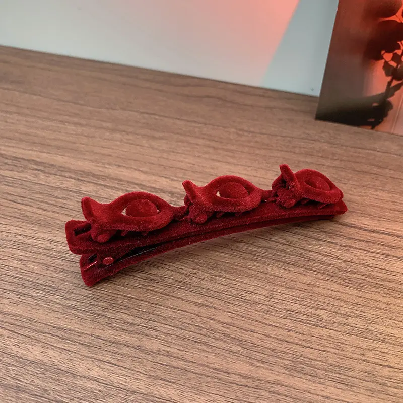 2025 Flocked Hairpins for Women Red Black White