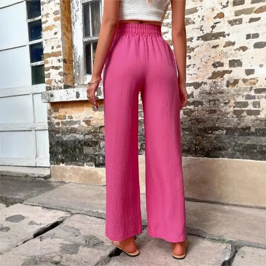 Women's Elastic High Waist Loose Pants Teal - Image 13