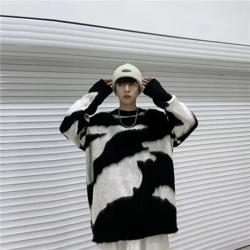 Men Black Cream Striped Fleece Sweatshirt Round Neck — feature 10