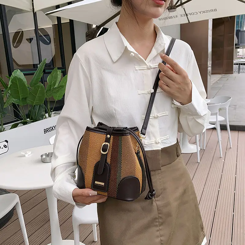 Women Canvas Bucket Bag Red Blue 2026 New Style - Image 12