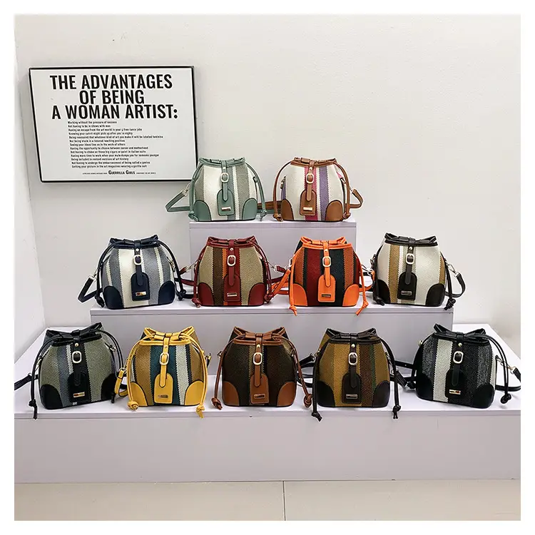 Women Canvas Bucket Bag Red Blue 2026 New Style — feature 1