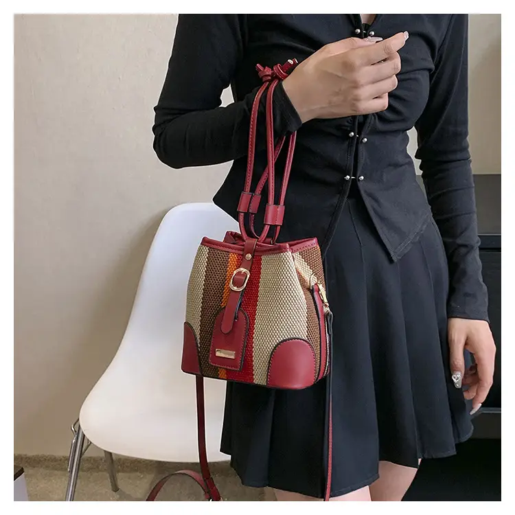 Women Canvas Bucket Bag Red Blue 2026 New Style — feature 26