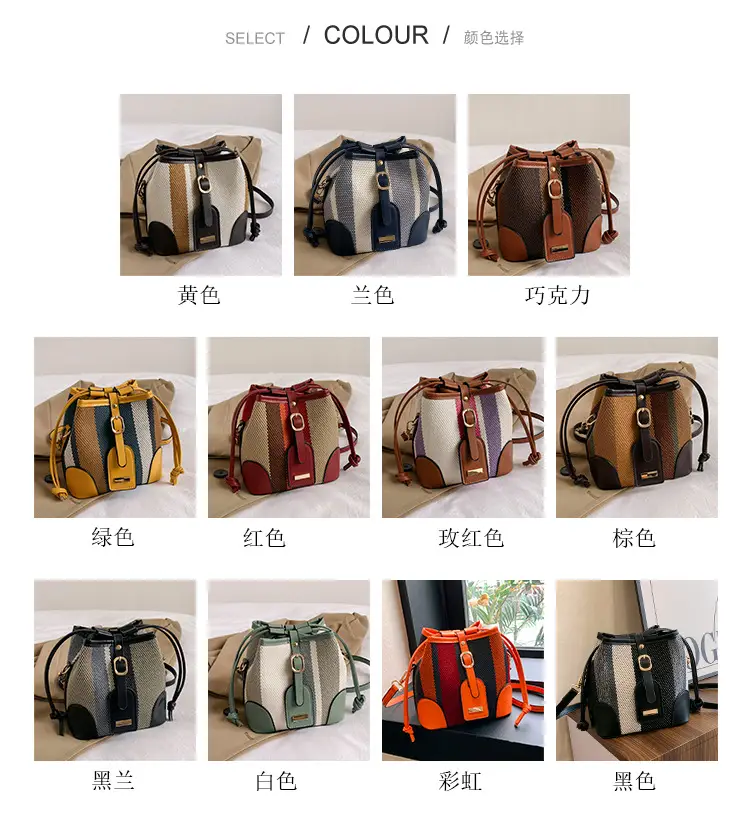 Women Canvas Bucket Bag Red Blue 2026 New Style — feature 3