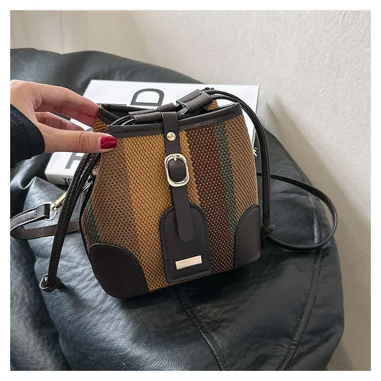 Women Canvas Bucket Bag Red Blue 2026 New Style - Image 2