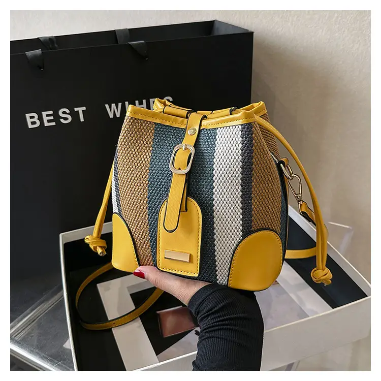 Women Canvas Bucket Bag Red Blue 2026 New Style - Image 3