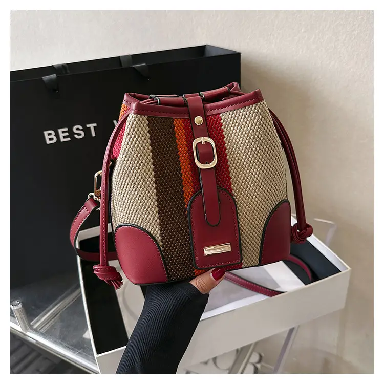 Women Canvas Bucket Bag Red Blue 2026 New Style - Image 5