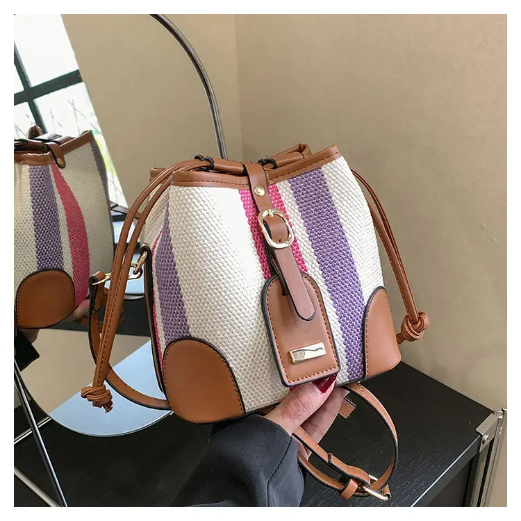 Women Canvas Bucket Bag Red Blue 2026 New Style - Image 8