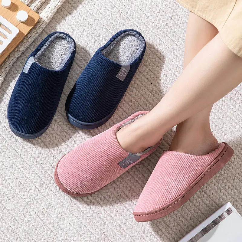 Cotton slippers women's autumn and winter couple home slippers indoor confinement shoes warm cotton shoes non-slip cotton slippers men's autumn and winter