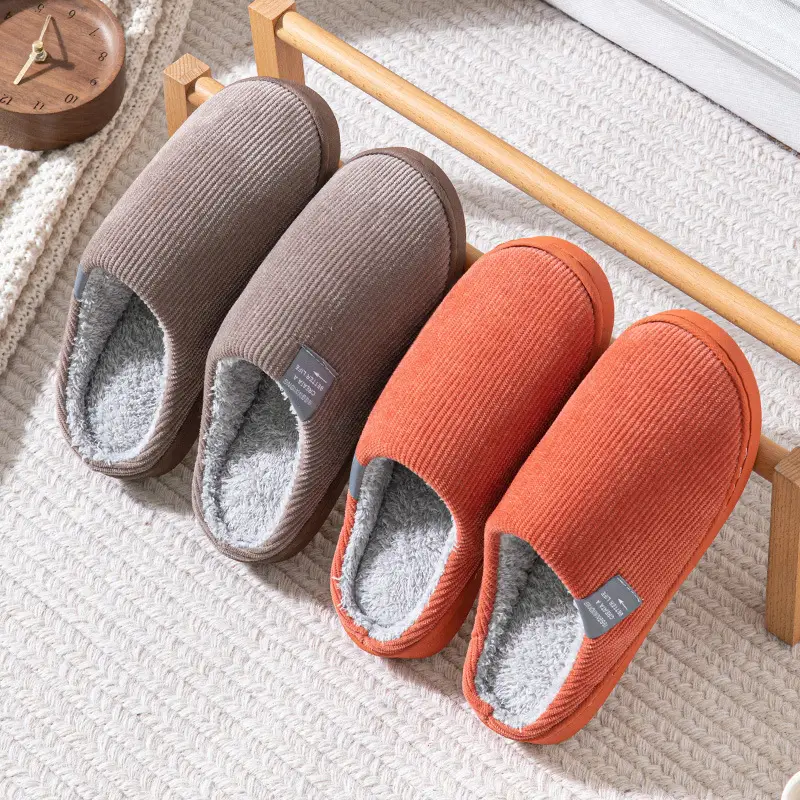 Cotton slippers women's autumn and winter couple home slippers indoor confinement shoes warm cotton shoes non-slip cotton slippers men's autumn and winter