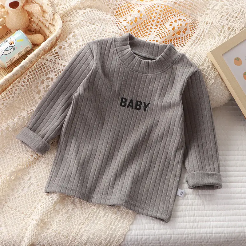 Autumn Winter Baby Long Sleeve T-Shirt White Pink Grey - Image 2