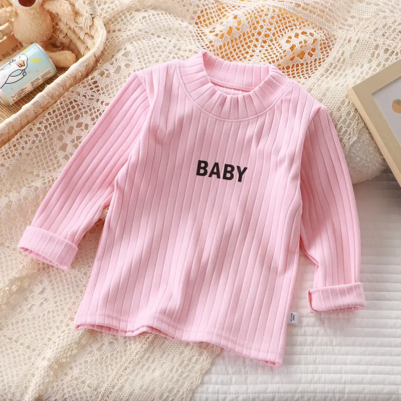 Autumn Winter Baby Long Sleeve T-Shirt White Pink Grey - Image 4