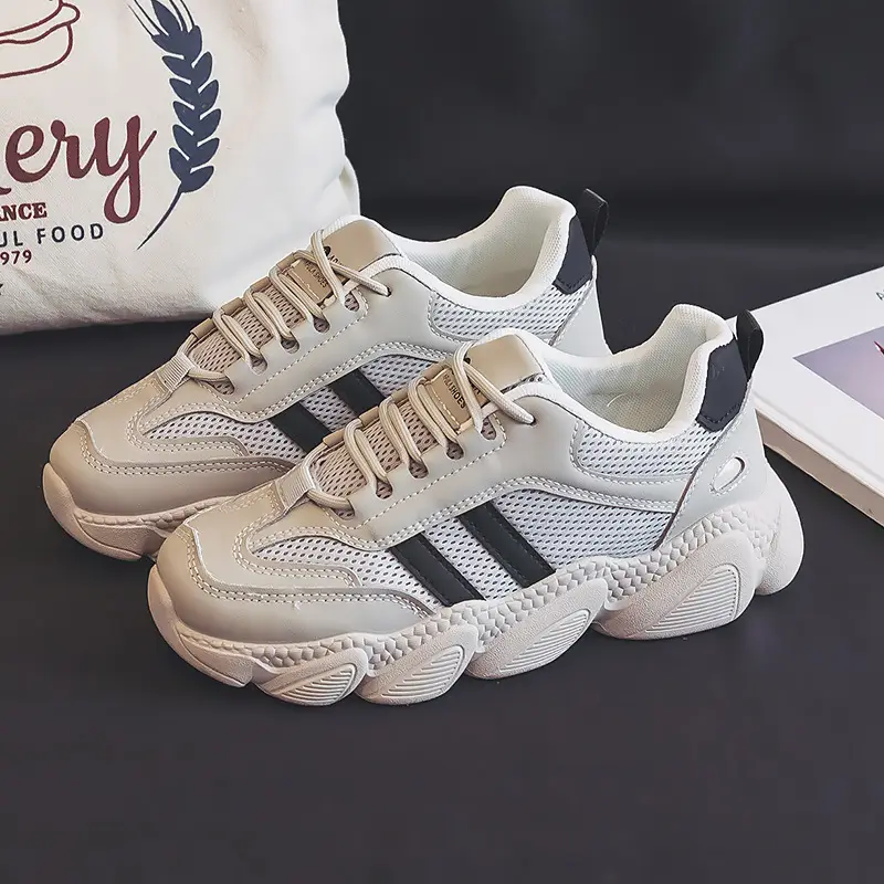 Women's Beige Mesh Casual Sneakers 2024 Spring - Image 4