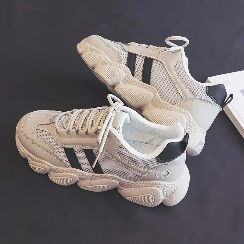 Women's Beige Mesh Casual Sneakers 2024 Spring - Image 5