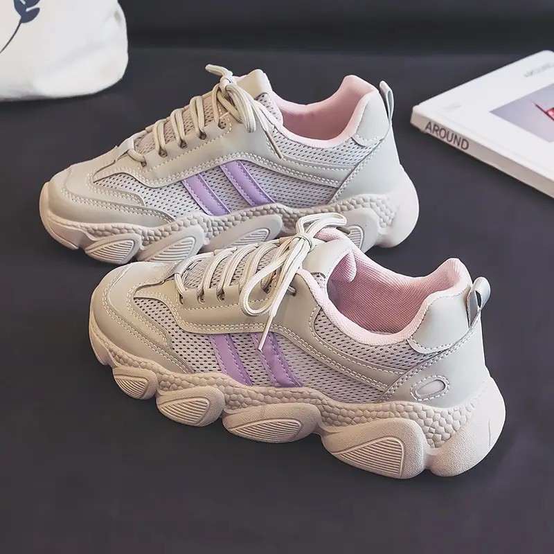 Women's Beige Mesh Casual Sneakers 2024 Spring - Image 2