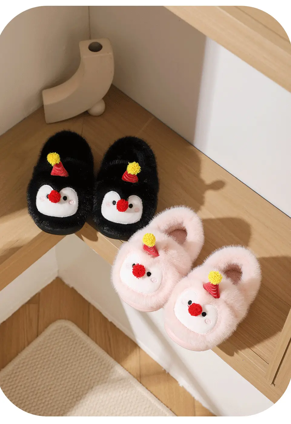 Children's Cotton Slippers, New Autumn and Winter Models, Home Use, Penguin Cartoon Design, for Boys and Girls, Small, Medium, and Large Children, New Warm Slippers with Heel Coverage — feature 12