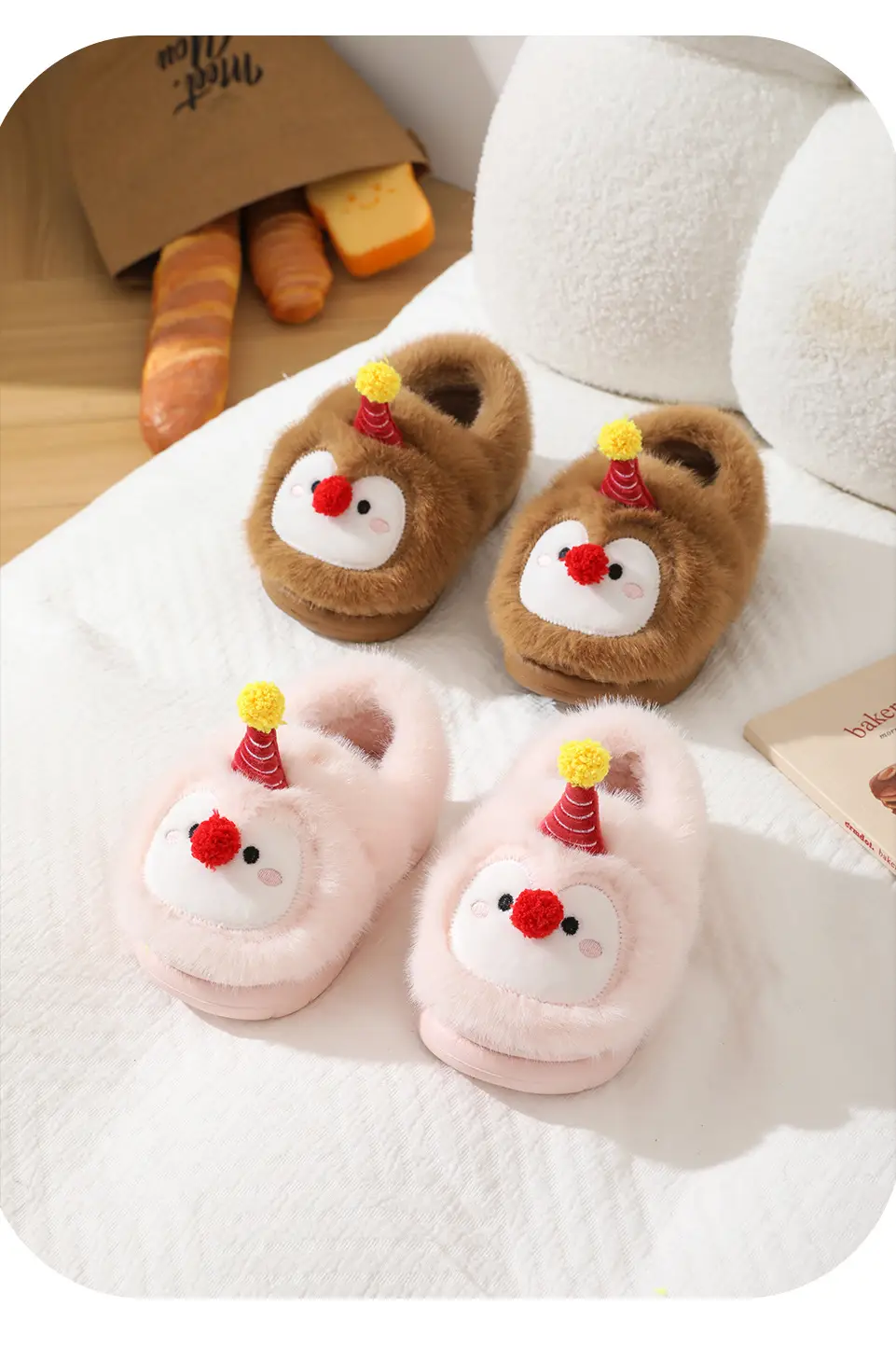 Children's Cotton Slippers, New Autumn and Winter Models, Home Use, Penguin Cartoon Design, for Boys and Girls, Small, Medium, and Large Children, New Warm Slippers with Heel Coverage — feature 14