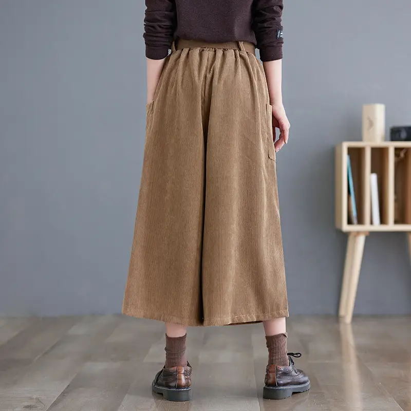 2025 Corduroy Culottes Women Loose Slimming Wide Leg Pants