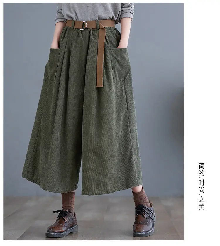 2025 Corduroy Culottes Women Loose Slimming Wide Leg Pants — feature 11