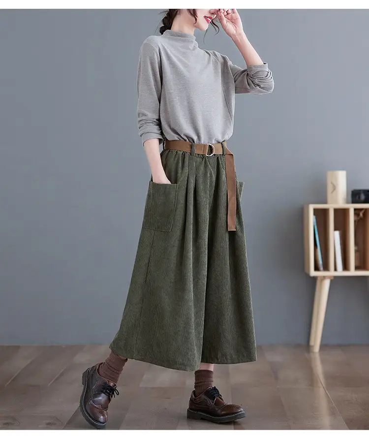 2025 Corduroy Culottes Women Loose Slimming Wide Leg Pants — feature 12