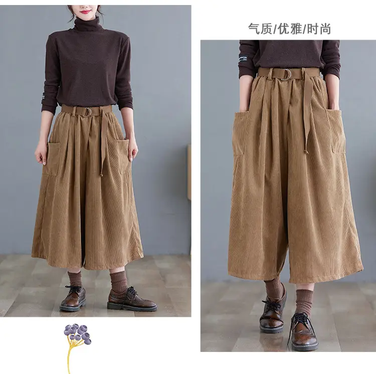 2025 Corduroy Culottes Women Loose Slimming Wide Leg Pants — feature 15