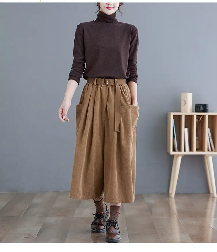 2025 Corduroy Culottes Women Loose Slimming Wide Leg Pants — feature 16