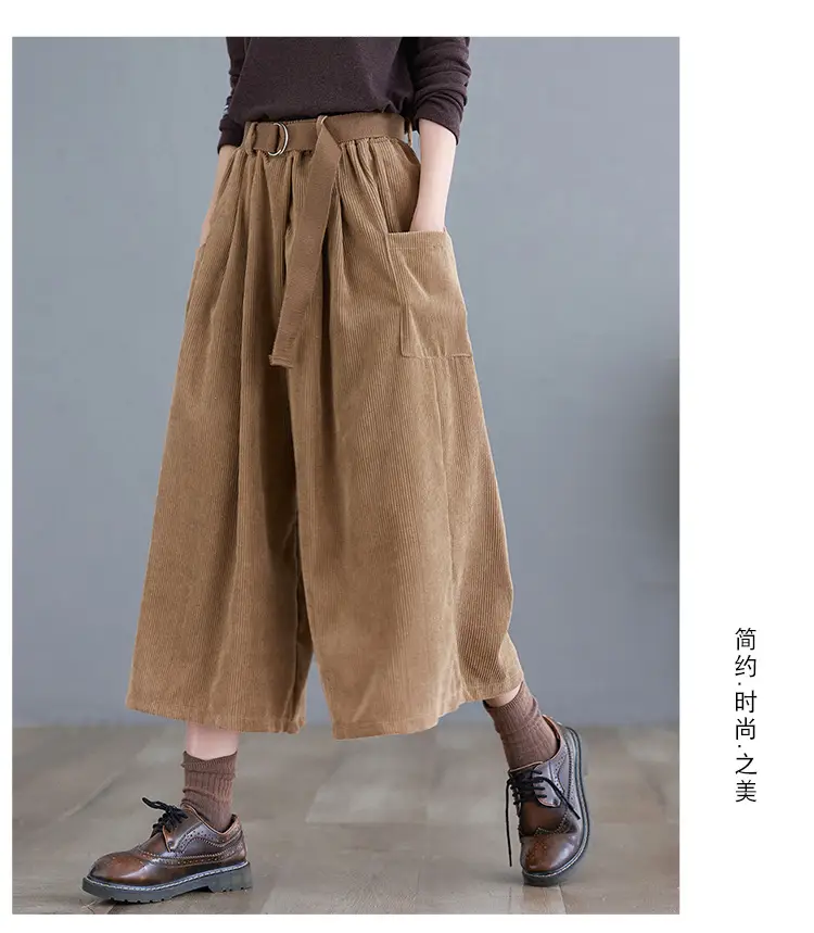 2025 Corduroy Culottes Women Loose Slimming Wide Leg Pants — feature 17