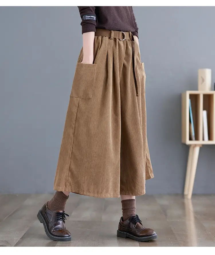 2025 Corduroy Culottes Women Loose Slimming Wide Leg Pants — feature 18