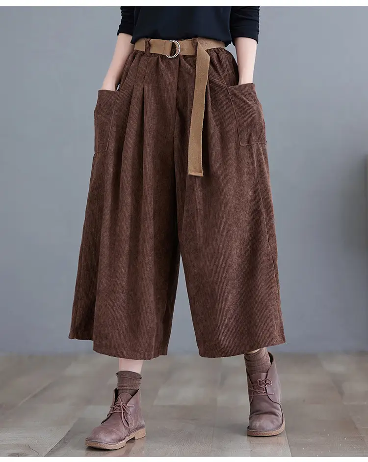 2025 Corduroy Culottes Women Loose Slimming Wide Leg Pants — feature 20