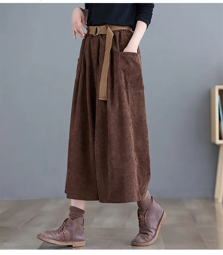 2025 Corduroy Culottes Women Loose Slimming Wide Leg Pants — feature 22