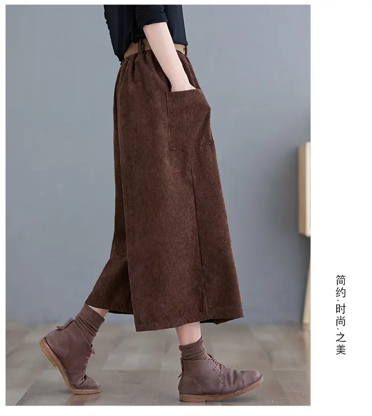2025 Corduroy Culottes Women Loose Slimming Wide Leg Pants — feature 23