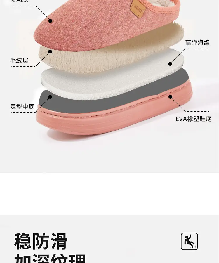 Cotton Slippers for Women Winter 2026 New Style Indoor Home Non-Slip Household Thickened Warm Plush Cotton Slippers for Men Winter — feature 10