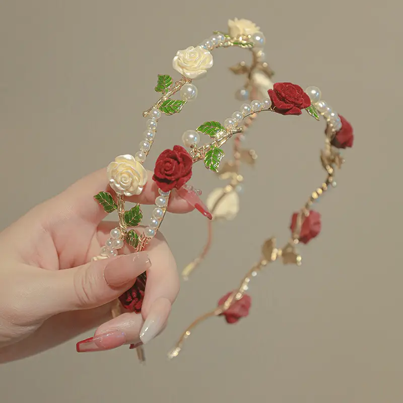 Rose Pearl Hair Clip Headband for Women - Image 3