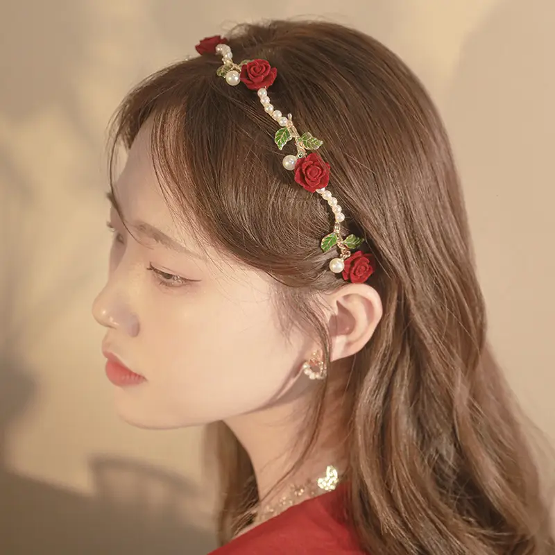 Rose Pearl Hair Clip Headband for Women - Image 4