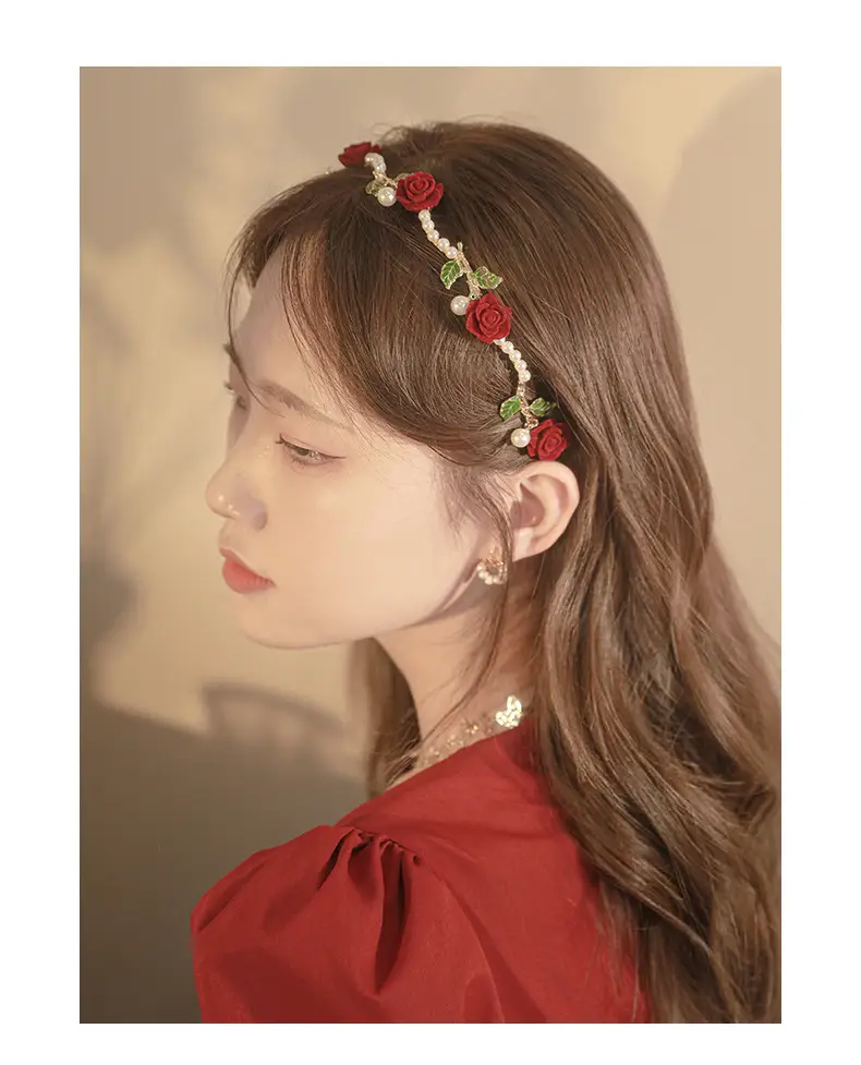 Rose Pearl Hair Clip Headband for Women — feature 1