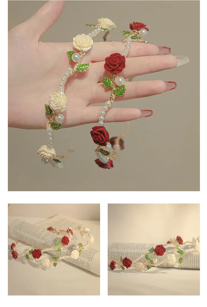 Rose Pearl Hair Clip Headband for Women — feature 10
