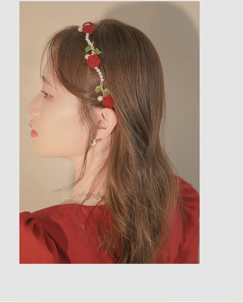 Rose Pearl Hair Clip Headband for Women — feature 7