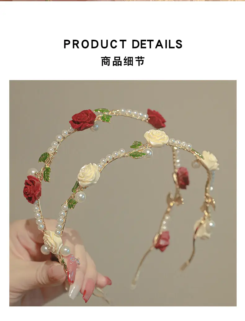 Rose Pearl Hair Clip Headband for Women — feature 9