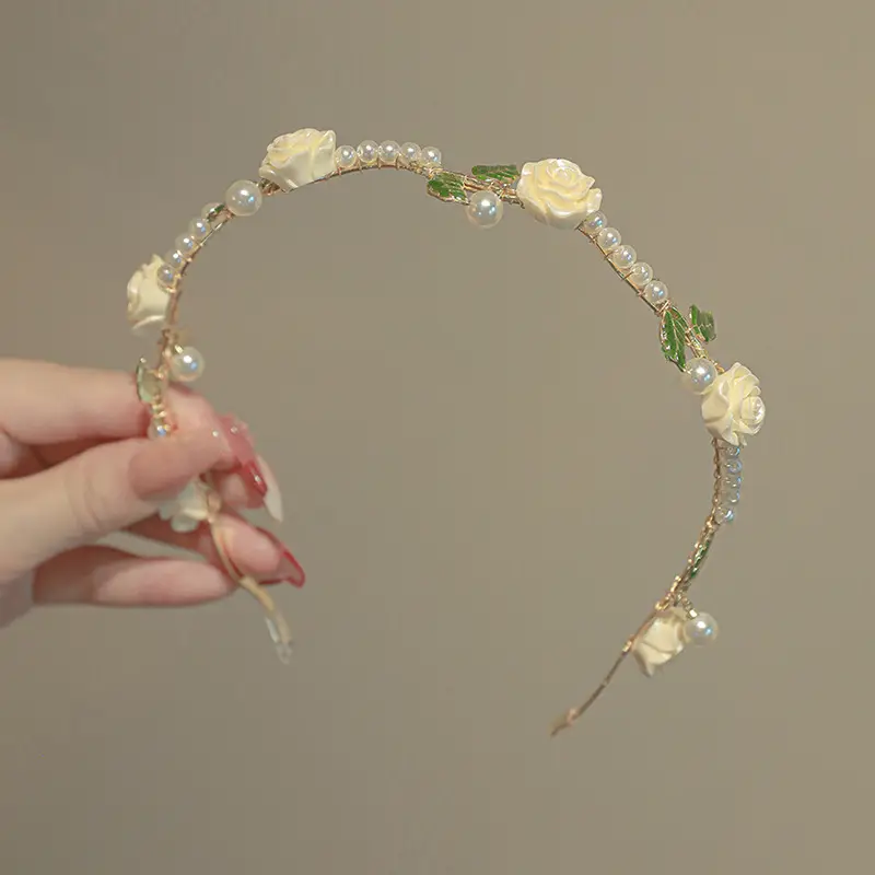 Rose Pearl Hair Clip Headband for Women - Image 2