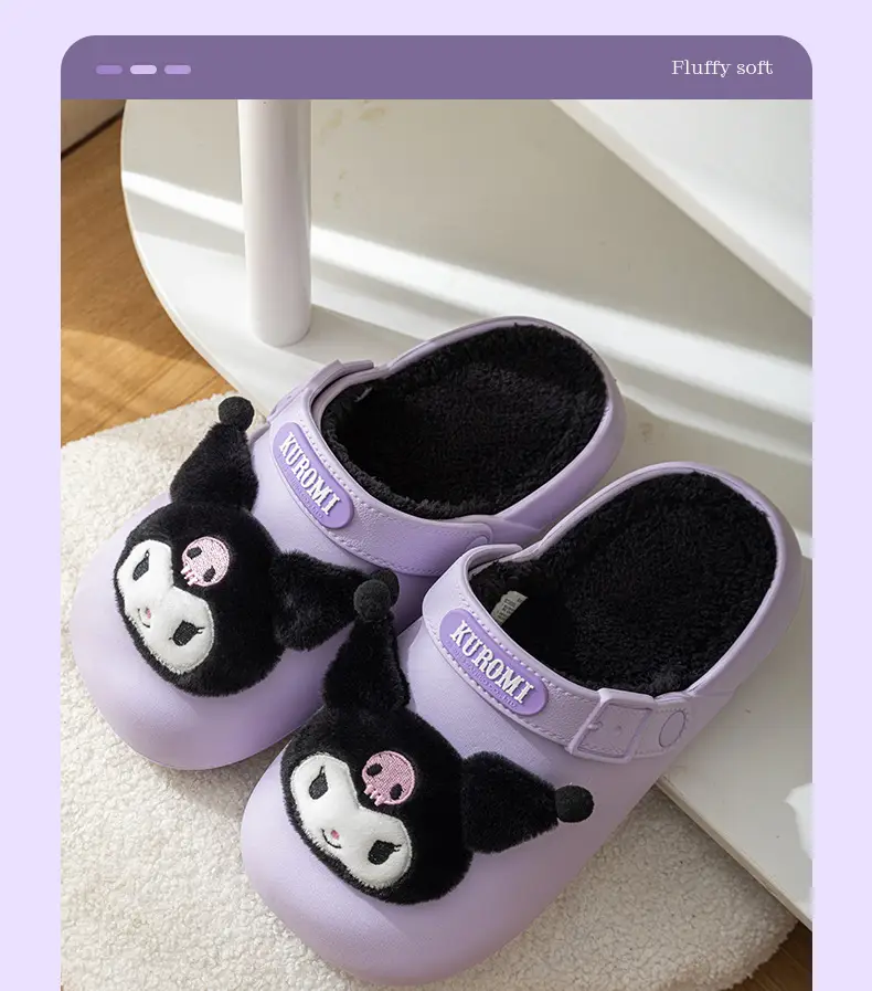 Kuromi Genuine Joint Waterproof Cotton Slippers for Women Autumn and Winter 2025 New Indoor Home Non-Slip Warm Cotton Slippers for Women — feature 9