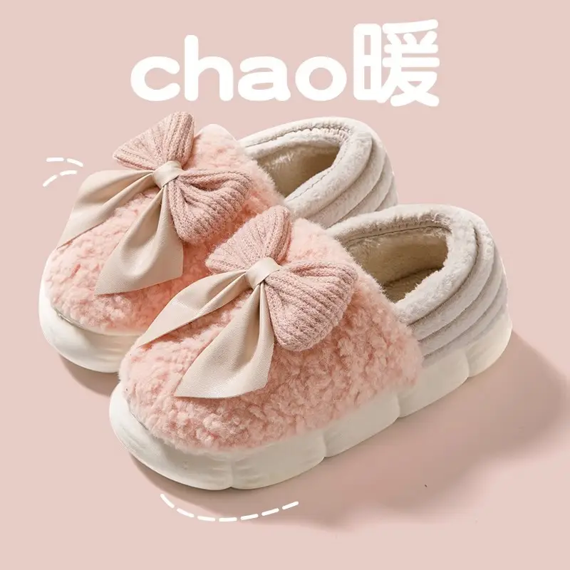 Women's 2026 Winter New Indoor Home Warm Plush Cotton Slippers with Heel Cover for Postpartum Women