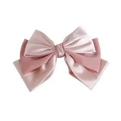 Pink Satin Bow Hair Clip for Girls - Image 8