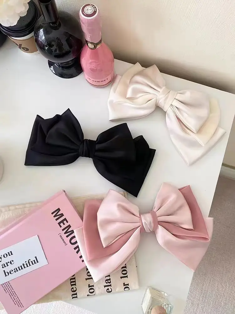 Pink Satin Bow Hair Clip for Girls — feature 11